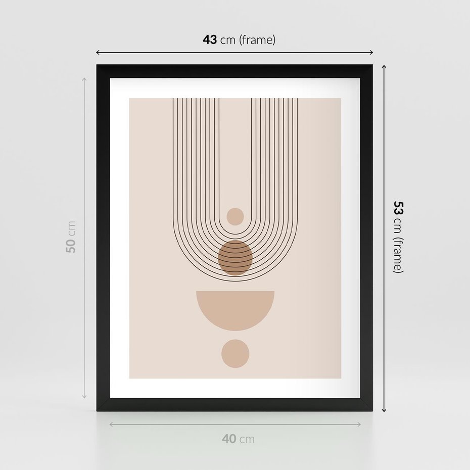 Plakat w ramie 40x50 - Strukturalne Kształty Postępu - boho plakat, minimalizm - rama czarna