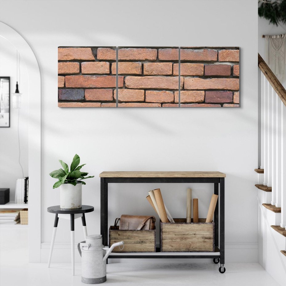 Obraz na płótnie 120x40 - Mur cegieł: industrialny urok - cegły, mur