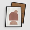 Plakat w ramie 50x70 - Rozkwitające Odbicia - abstrakcyjne geometryczne kształty, odcienie brązu i beżu - rama czarna