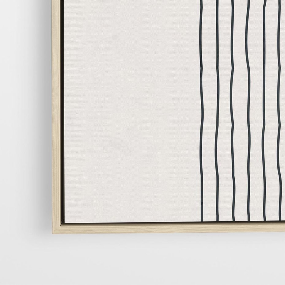 Obraz w ramie 80x80 - Bezczasowe Wspomnienia - abstrakcyjna akwarelowa plama, nieregularne kreski - rama drewno