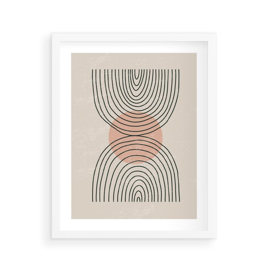 Plakat w ramie 40x50 - Nowy Rytuał - abstrakcyjna sztuka, boho kształty - rama biała