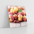 Obraz na płótnie 60x60 - brzoskwinie i wiśnie - owoce, brzoskwinie