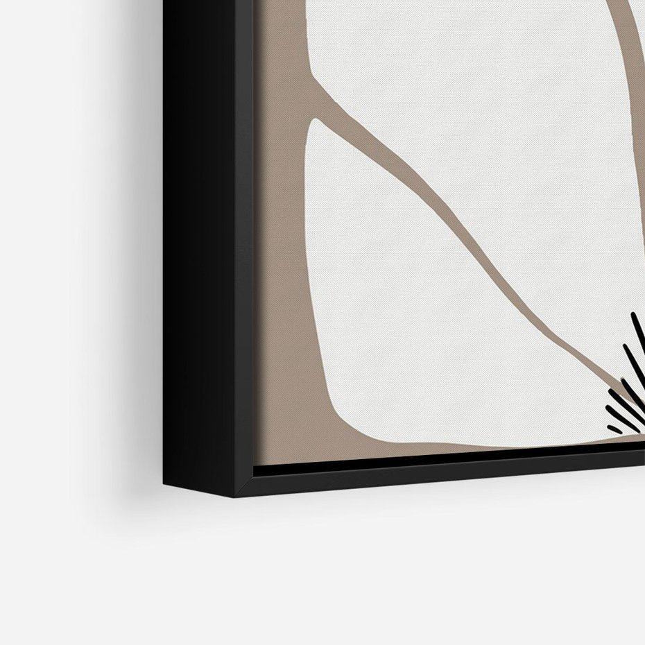 Obraz w ramie 50x70 - Ekspresyjne Kontury - abstrakcyjny kwiat, beże i brązy - rama czarna