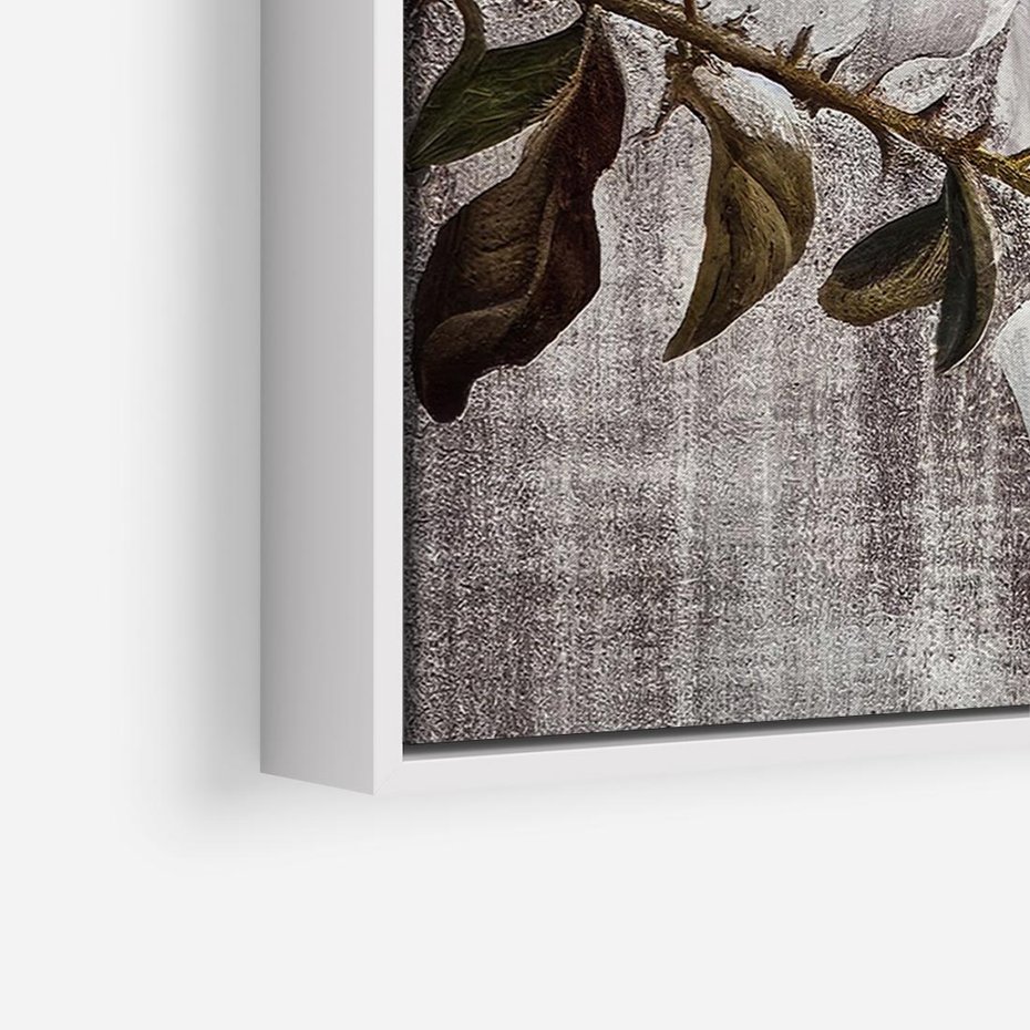 Obraz w ramie 120x80 - Tekstura Kwiatu - białe kwiaty, duży kwiat - rama biała