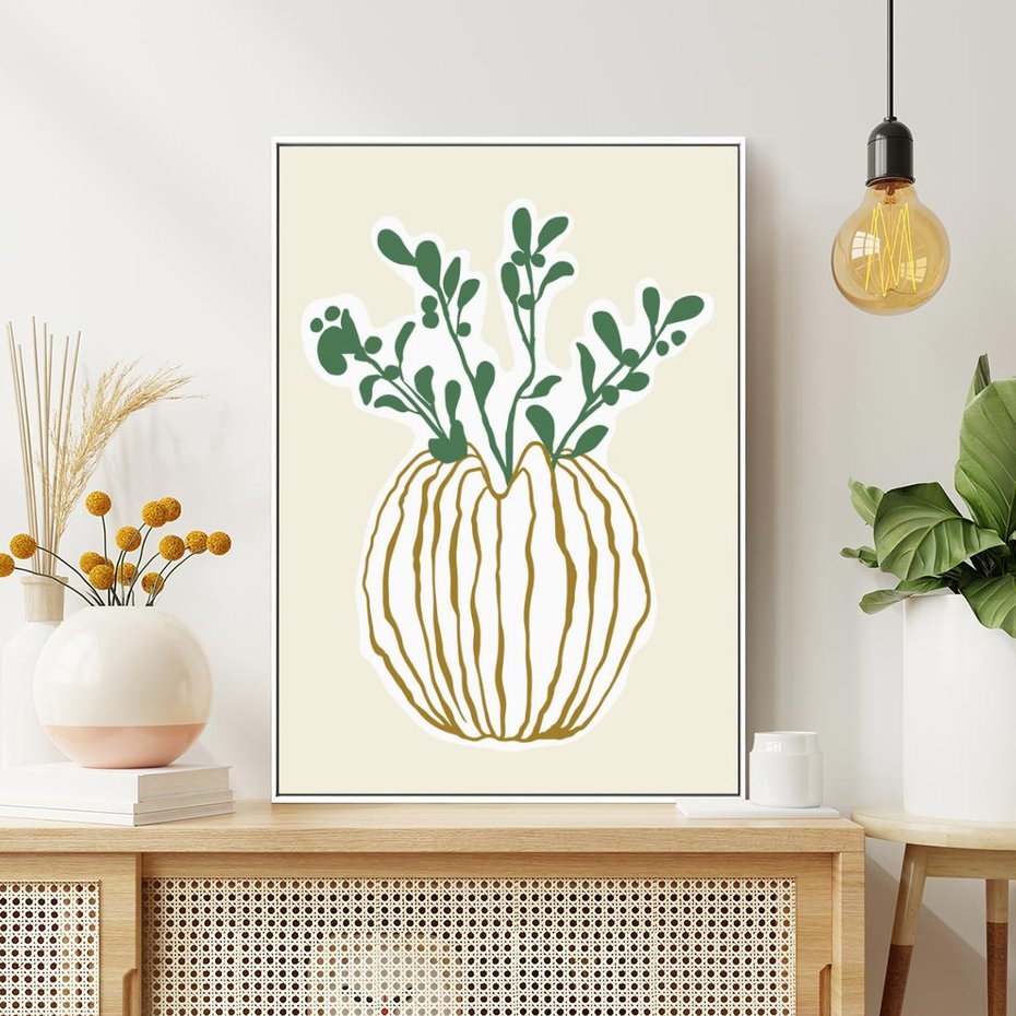 Obraz w ramie 70x100 - Przenikające Formy - abstrakcyjny plakat, kwiaty - rama biała