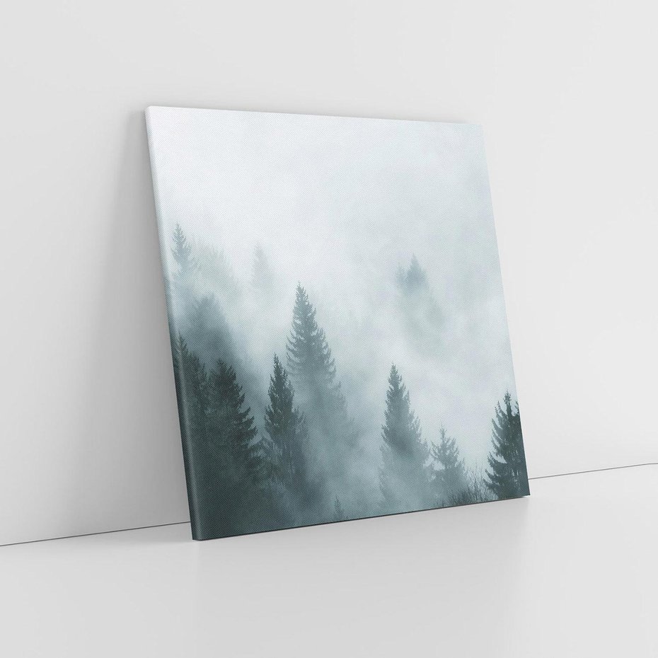 Obraz na płótnie 50x50 - Las w Mgłe - las, we