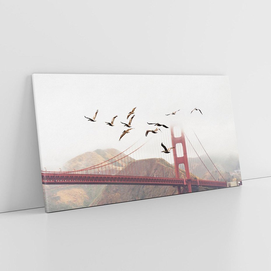 Obraz na płótnie 120x60 - Mewy przy Złotej Bramie - mewy, Golden Gate