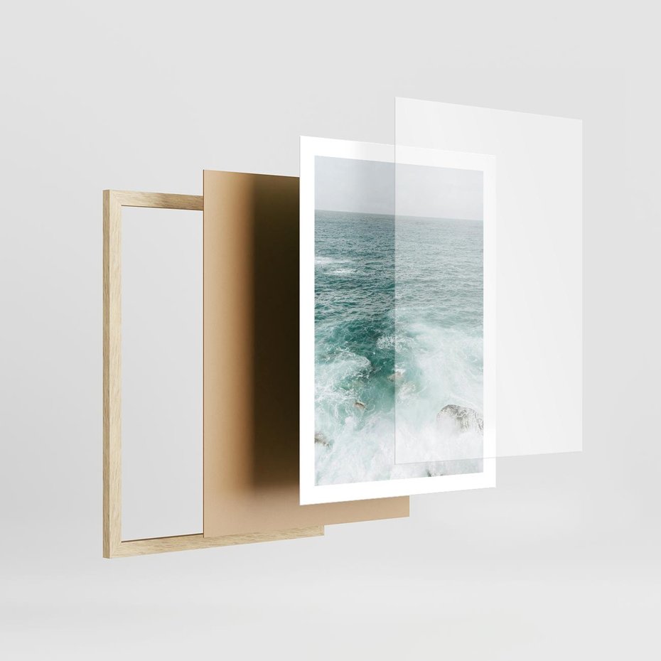 Plakat w ramie 50x70 - Wzburzony Żywioł - morze, ocean - rama drewno