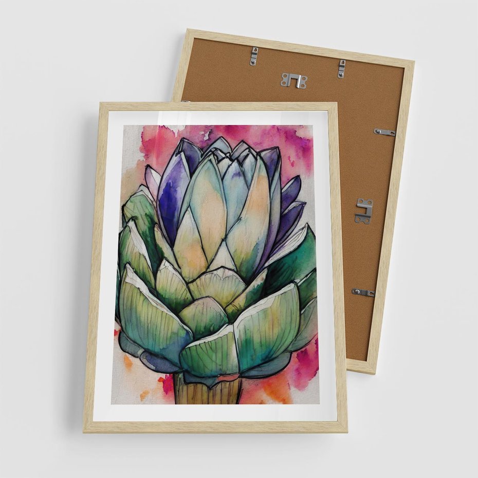 Plakat w ramie 50x70 - Estetyczna Roślina - abstrakcja, akwarela - rama drewno