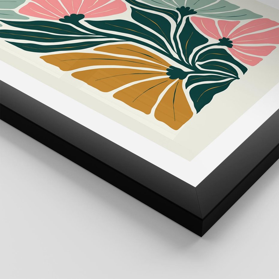 Plakat w ramie 50x70 - Rozplątane Myśli - abstrakcyjna kompozycja, pastelowe kwiaty - rama czarna