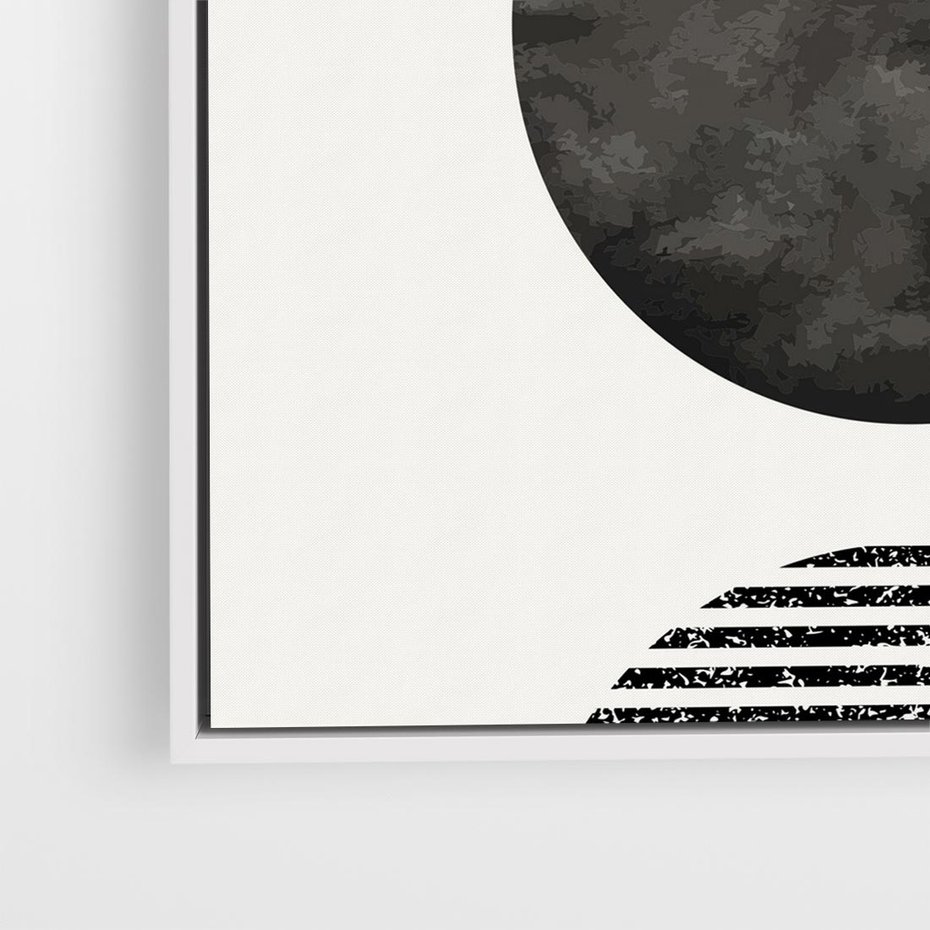 Obraz w ramie 50x50 - Tajemnicza Kompozycja - abstrakcyjne czarno białe formy, minimalizm - rama biała