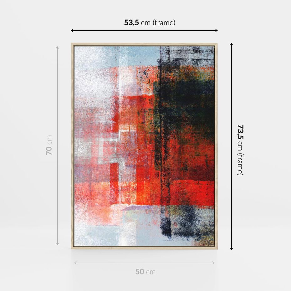 Obraz w ramie 50x70 - Burza Emocji - wyrazista abstrakcyjna sztuka, dramatyzm - rama drewno