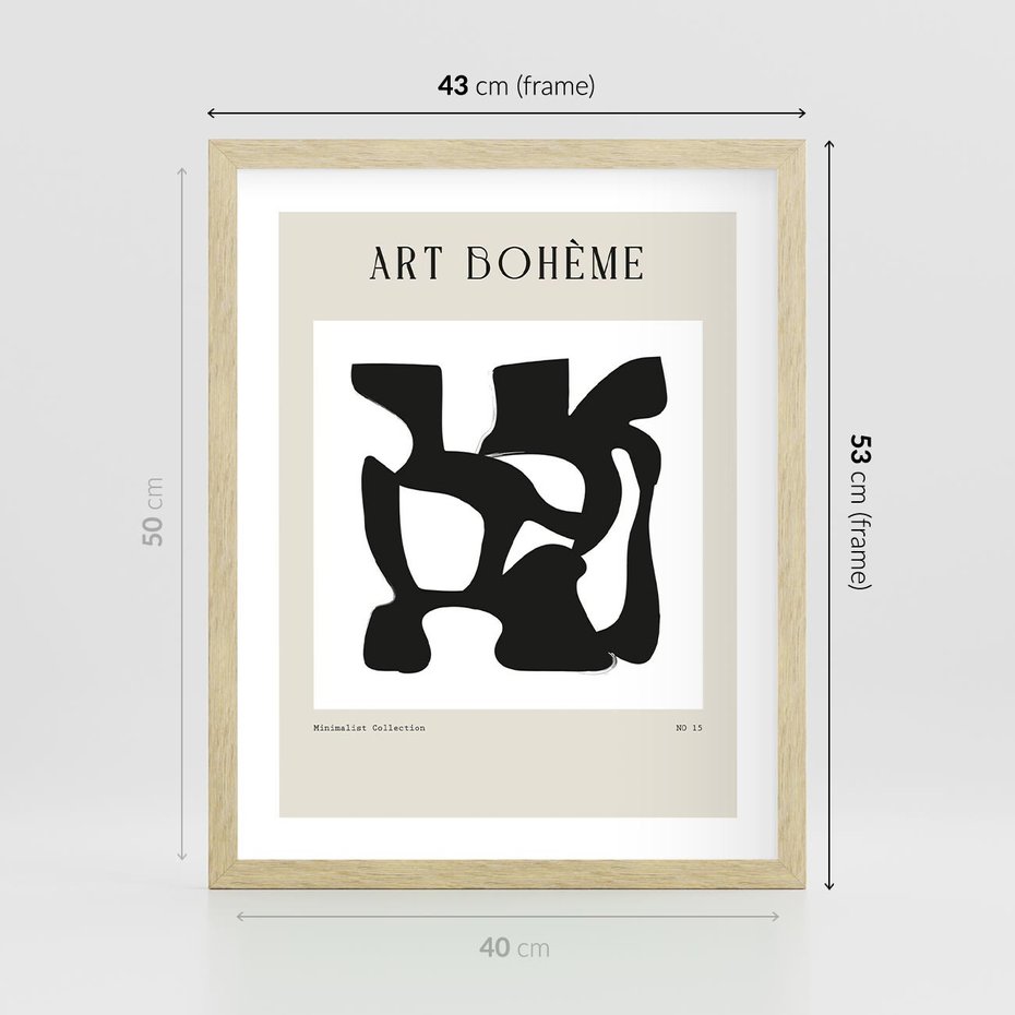 Plakat w ramie 40x50 - Boho Szepty - boho plakat, minimalizm - rama drewno