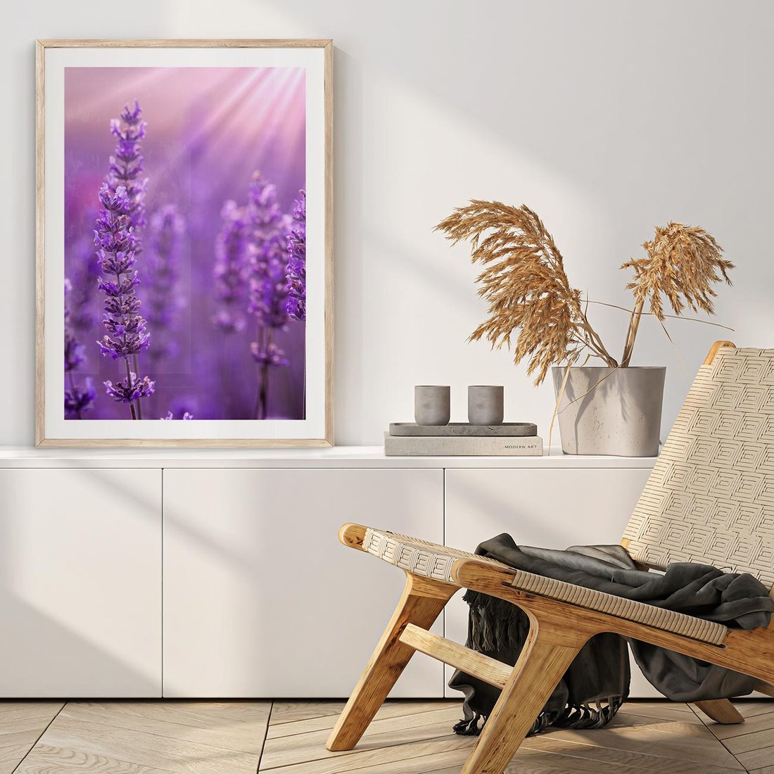 Plakat w ramie 50x70 - Fioletowa harmonia lawendy - lawenda, fiolet - rama drewno
