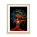 Plakat w ramie 50x70 - Kolorowe Wibracje Rzeczywistości - abstrakcyjny portret kobiety, twarz - rama drewno