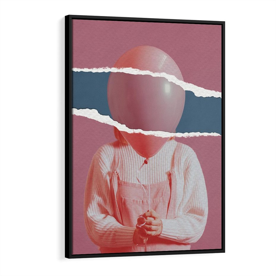 Obraz w ramie 70x100 - Kolaż Wyobraźni - kolaż zdjęć, styl retro - rama czarna