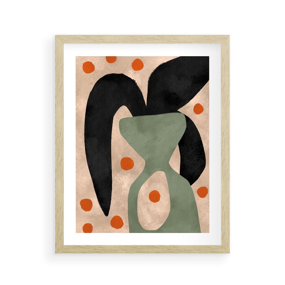 Plakat w ramie 40x50 - Impresje Boho - abstrakcyjny obraz, plakat - rama drewno