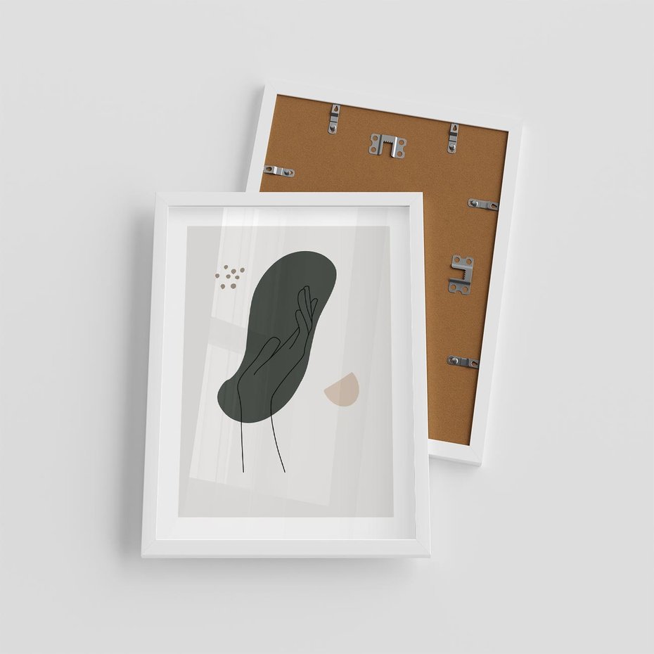 Plakat w ramie 30x40 - Tajemnicze Impulsy - szkic jedną linią, one lone - rama biała