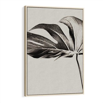 Obraz w ramie 80x120 - Szepczący Liść - szkic, czarno biały - rama drewno