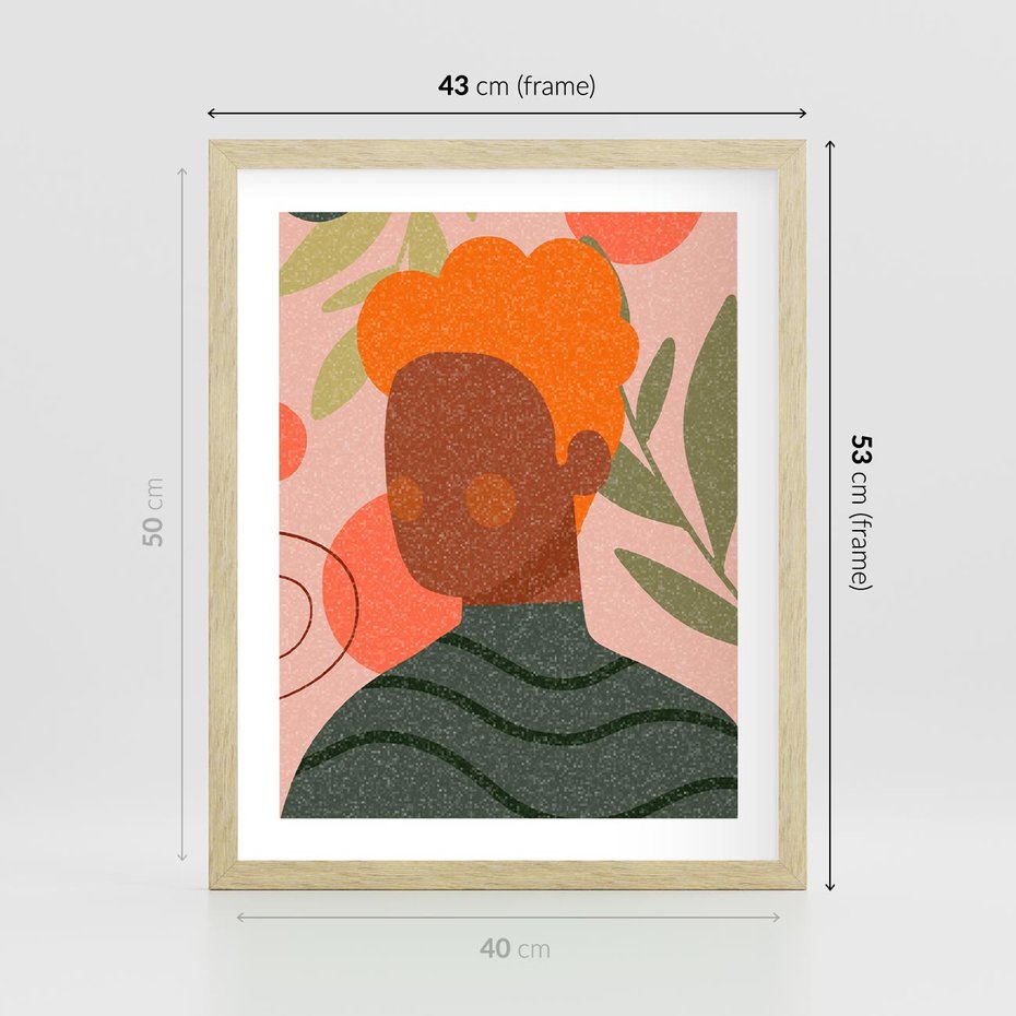 Plakat w ramie 40x50 - Kobieca Przestrzeń - nowoczesny plakat, styl retro - rama drewno
