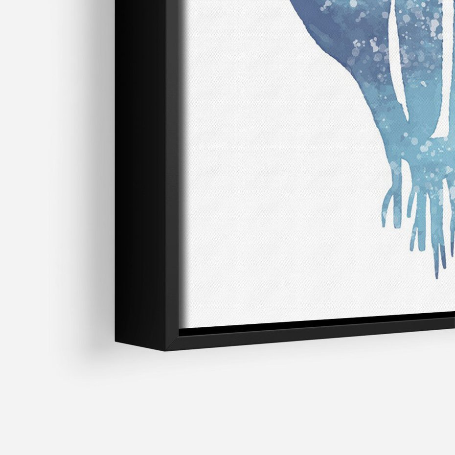 Obraz w ramie 50x70 - Akwarelowy Błękit - pastelowy, abstrakcyjny plakat - rama czarna