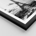Plakat w ramie 30x40 - Wieża Eiffla - czarno białe zdjecie, wieża eiffla - rama czarna