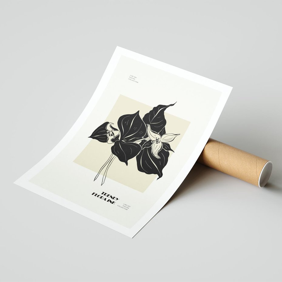 Plakat bez ramy 30x40 - Ekspresja w szkicowanych kształtach - kwiaty, typografia