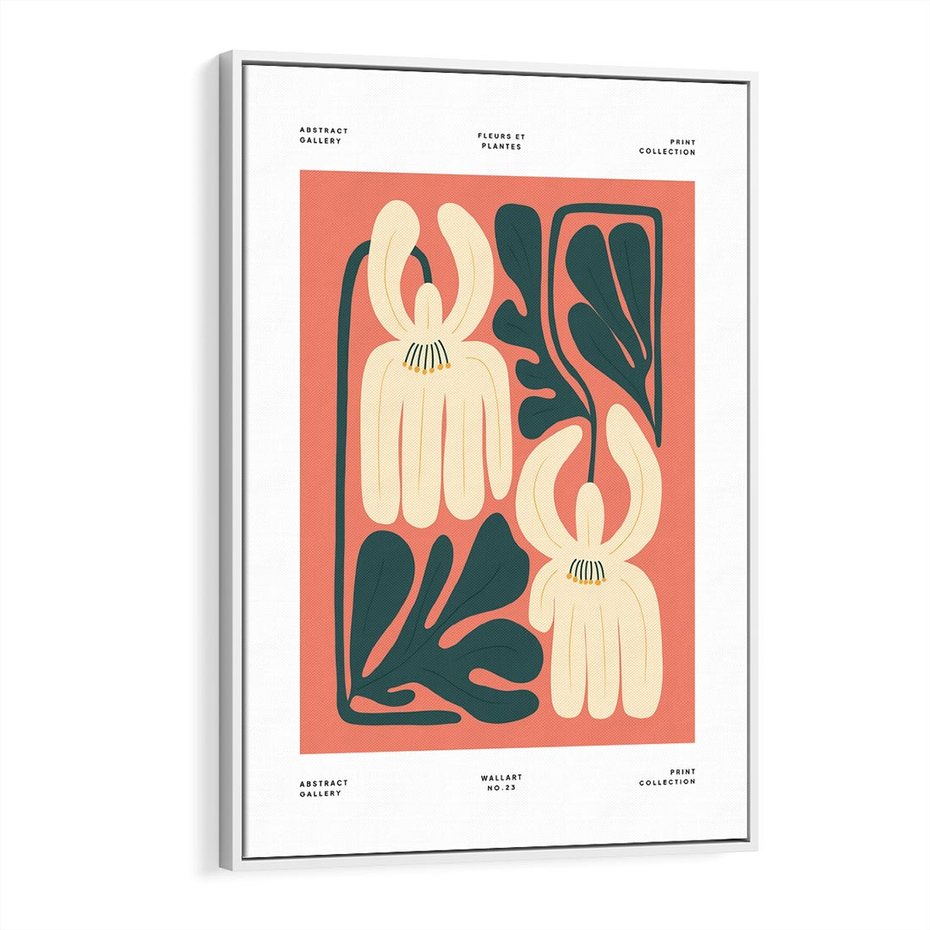 Obraz w ramie 70x100 - Migotliwe Echa - kwiaty, nowoczesna abstrakcja - rama biała