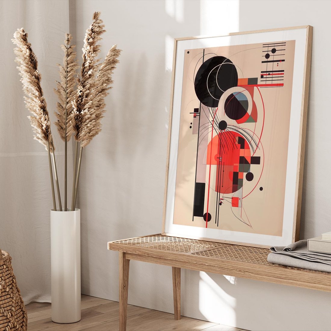 Plakat w ramie 50x70 - Rozbijające Granice Dźwięku - modernistyczny obraz, styl bauhaus - rama drewno