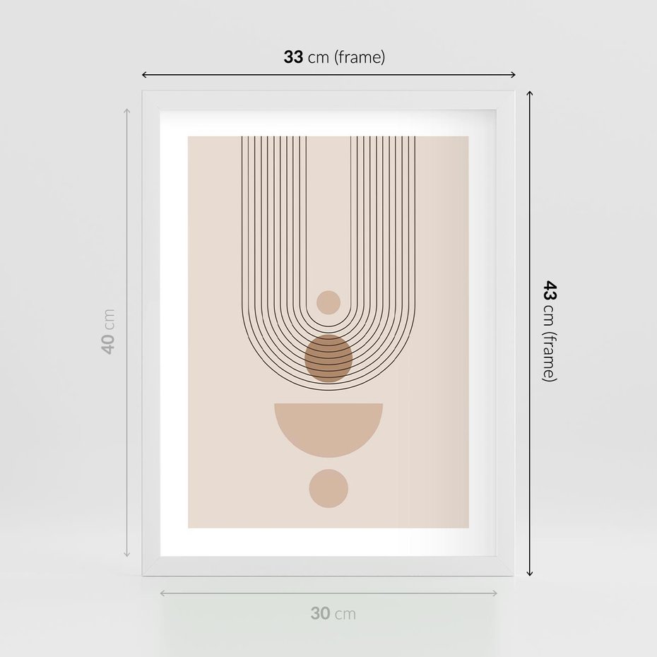 Plakat w ramie 30x40 - Strukturalne Kształty Postępu - boho plakat, minimalizm - rama biała