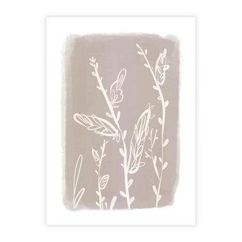 Plakat bez ramy 40x50 - Roślinne Przeniknięcia - nowoczesny subtelny plakat, beżowy