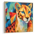 Obraz w ramie 50x50 - Dzikie Piękno - abstrakcyjny portret geparda, intensywne kolory - rama drewno