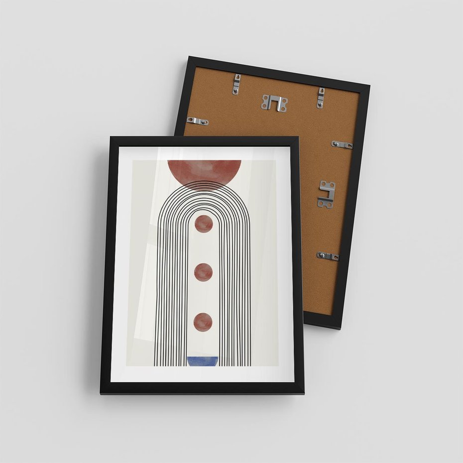 Plakat w ramie 30x40 - Symfonia Kształtów - nowoczesny plakat, styl midcentury - rama czarna