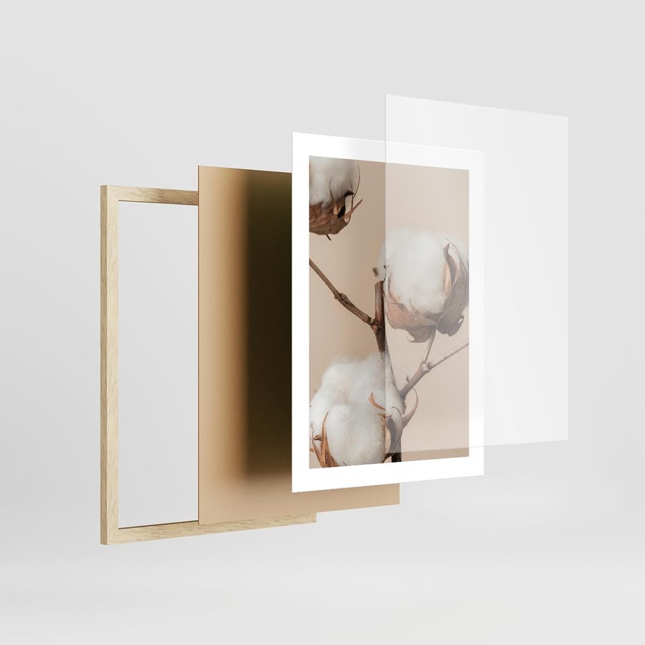 Plakat w ramie 30x40 - Bawełniana melancholia - bawełna, suche - rama drewno