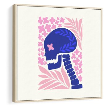 Obraz w ramie 50x50 - Żart z Czaszką - abstrakcja, sztuka nowoczesna - rama drewno