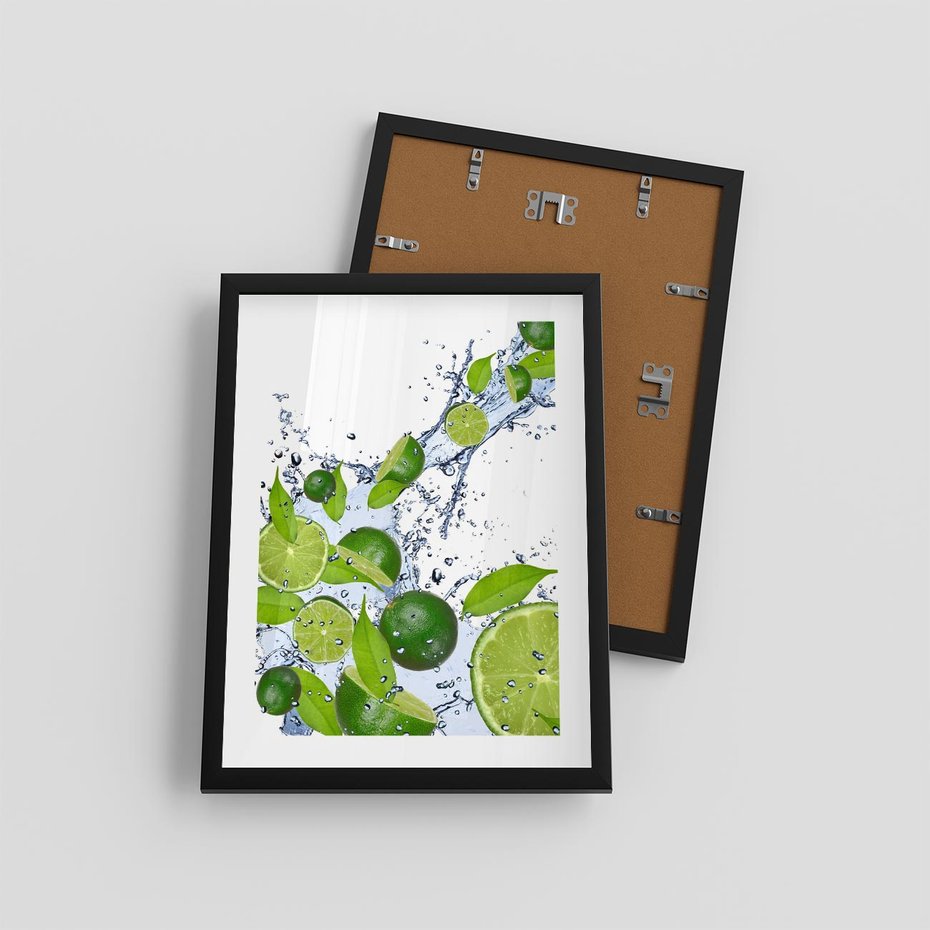 Plakat w ramie 30x40 - Cytrusowa Świeżość - limonki, cytryny - rama czarna