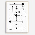 Obraz w ramie 80x120 - Nocne Zawirowania - abstrakcyjny plakat, czarne kropki i kreski - rama drewno