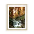 Plakat w ramie 40x50 - Jesienny wodospad w lesie - wodospad, las - rama drewno