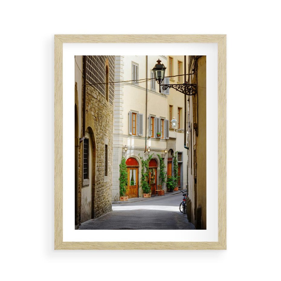 Plakat w ramie 40x50 - Uliczka: perspektywa miejskiego krajobrazu - uliczka, perspektywa - rama drewno