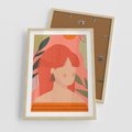 Plakat w ramie 50x70 - Kobieca Refleksja - nowoczesny plakat, styl retro - rama drewno