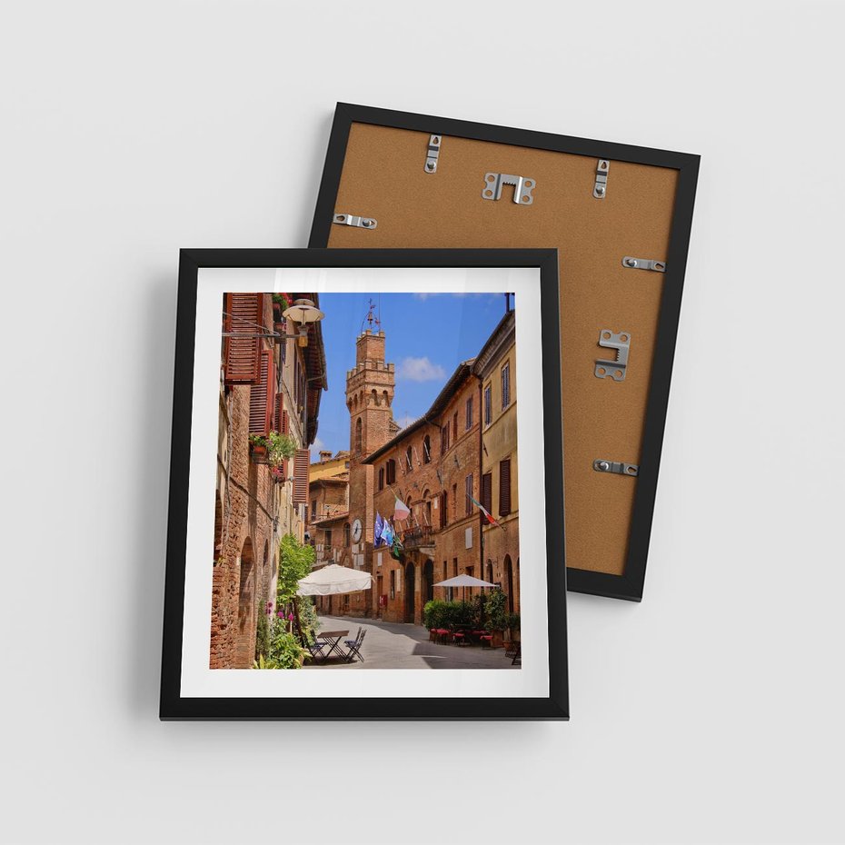 Plakat w ramie 40x50 - Urok włoskich uliczek - włoskie, uliczki - rama czarna