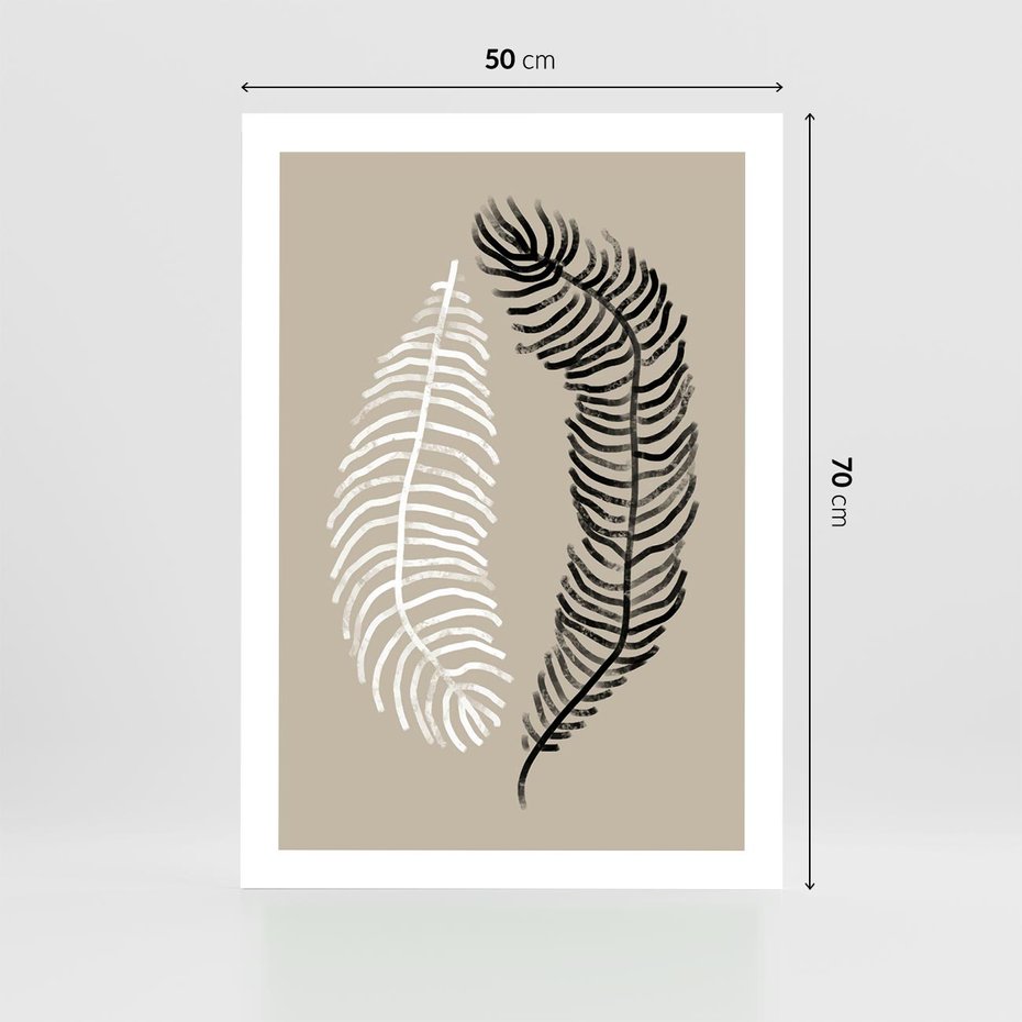 Plakat bez ramy 50x70 - Spleciona Harmonia - sztuka nowoczesna, białe i czarne pióro