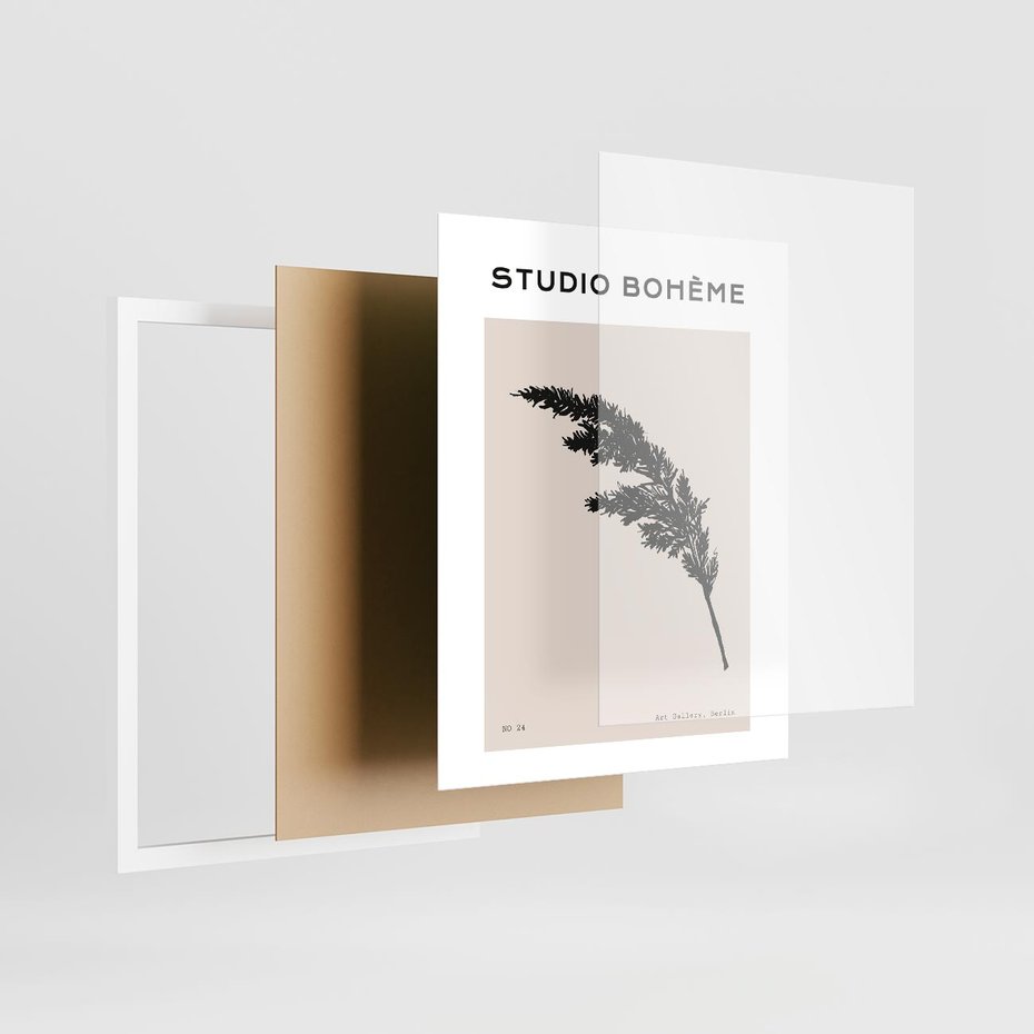 Plakat w ramie 40x50 - Boho Refrakcje Przestrzeni - boho plakat, roślina - rama biała