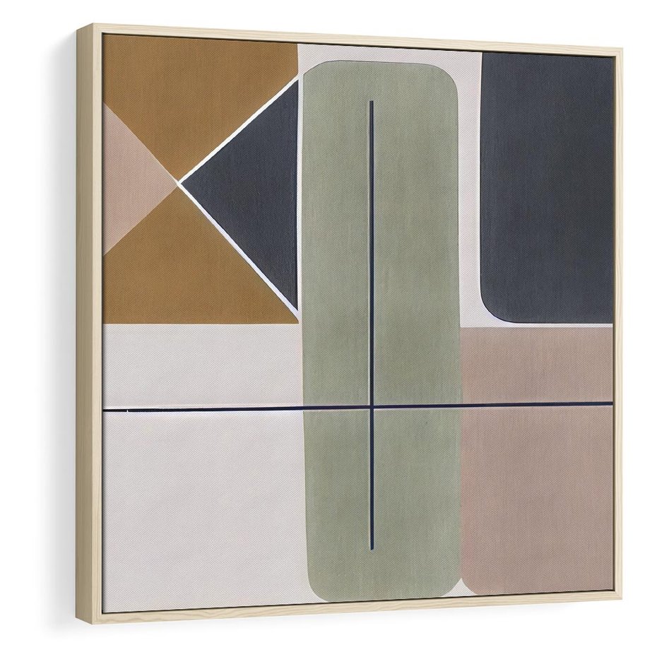 Obraz w ramie 50x50 - Sztuka Abstrakcji - geometryczne kształty, kolorowe prostokąty - rama drewno