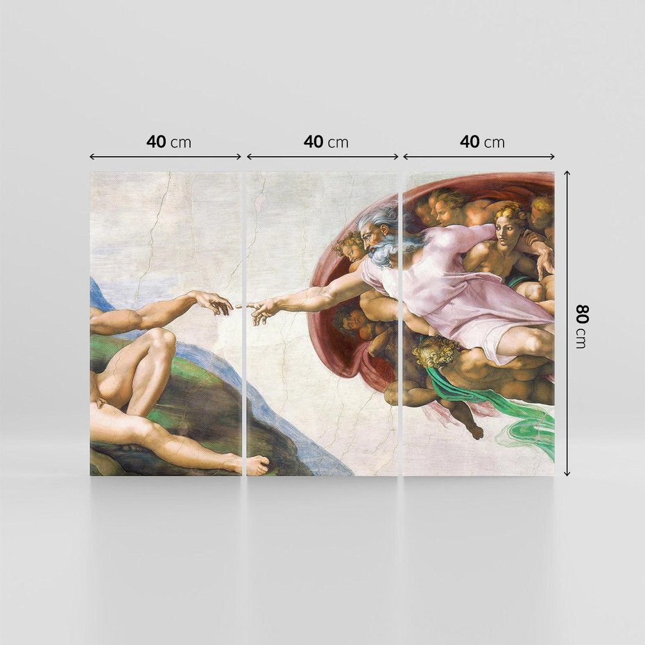 Obraz na płótnie 120x80 - "Stworzenie Adama" Michał Anioł - Reprodukcja - reprodukcja, obraz na płótnie