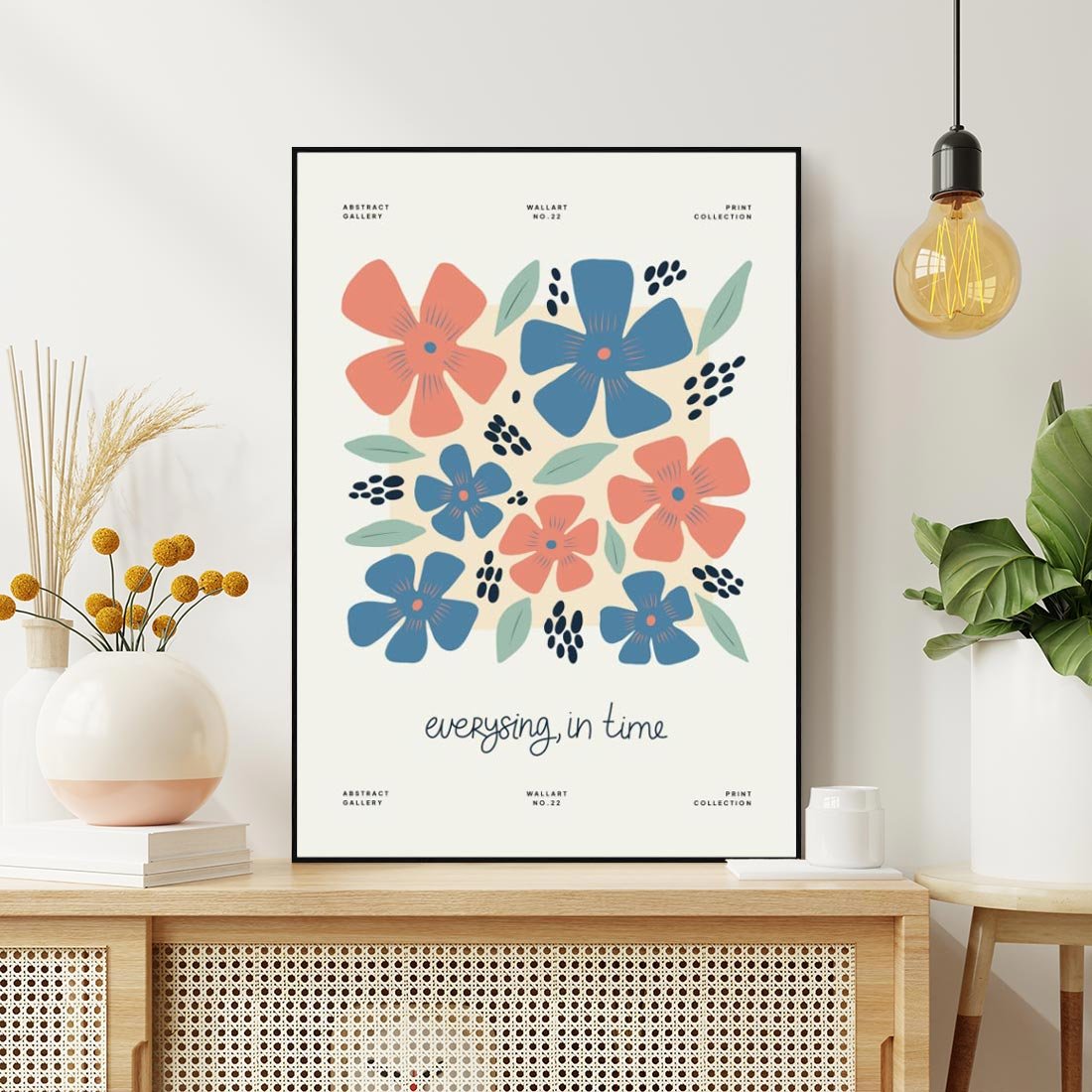 Obraz w ramie 50x70 - Kształtując Marzenia - kwiaty, nowoczesna abstrakcja - rama czarna