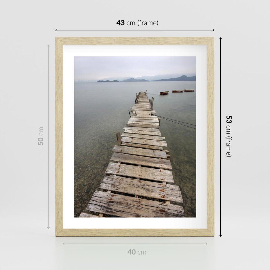 Plakat w ramie 40x50 - Jeziorne Refleksje - pomost, jezioro - rama drewno