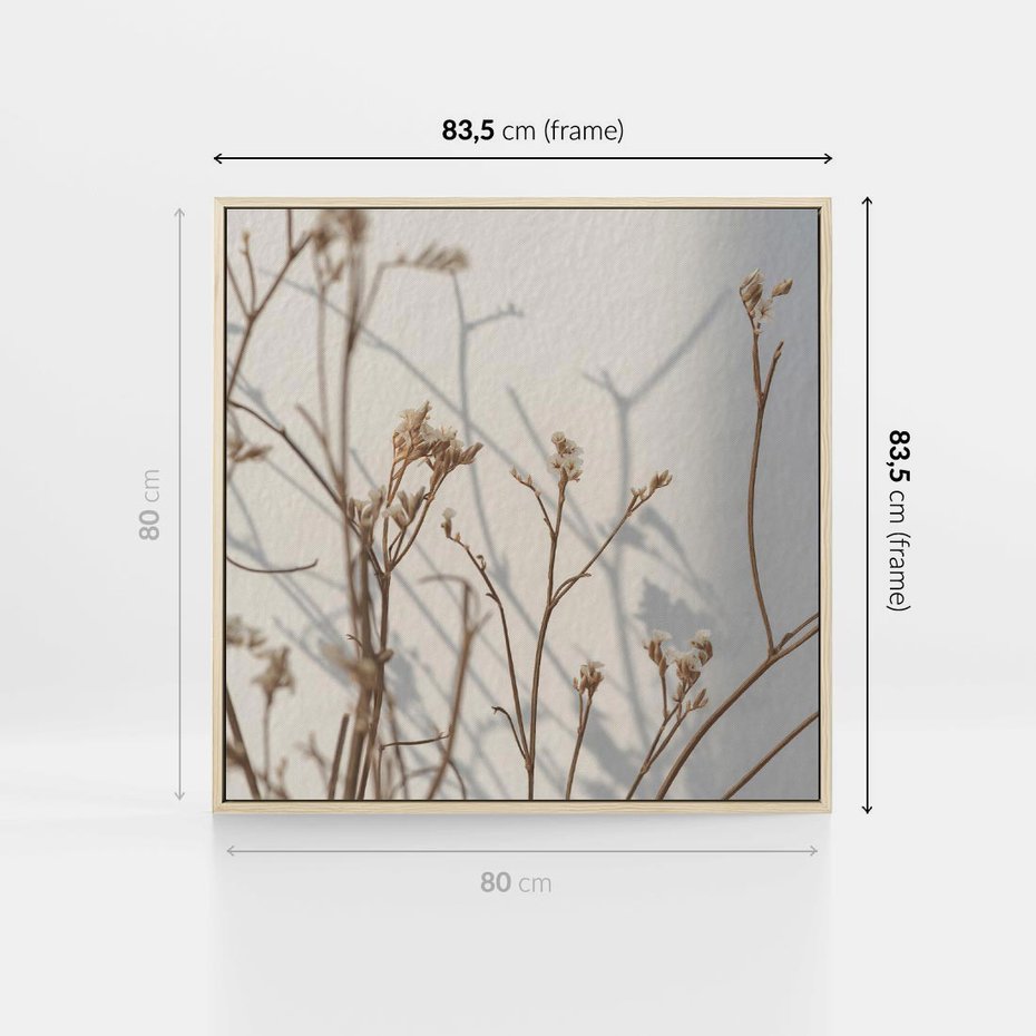 Obraz w ramie 80x80 - Boho gałązki suche - gałązki, suche - rama drewno
