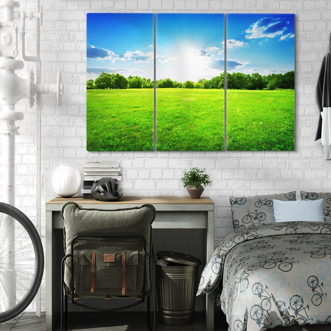 Obraz na płótnie 120x80 - Idylla na łące drzew - łąka, drzewa