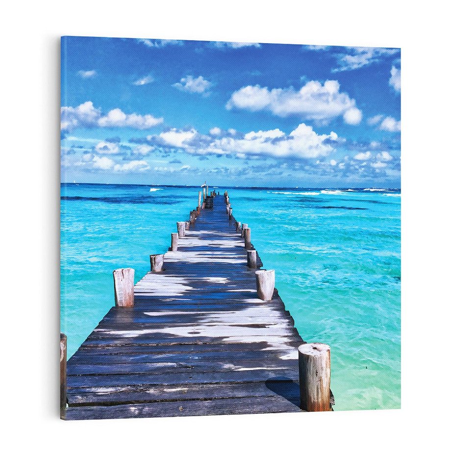 Obraz na płótnie 40x40 - Molo na Plaży Morza - molo, plaża